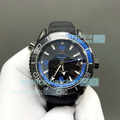 OVS Omega Seamaster Planet Ocean GMT Ceramic Deep Black Swiss Grade 8906 Watch 